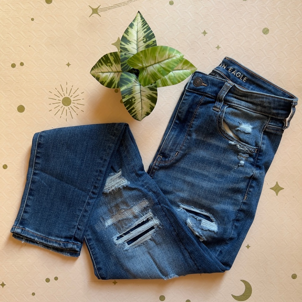 American Eagle Next Level Ripped Super High-Waisted Jegging Crop - 8 Regular